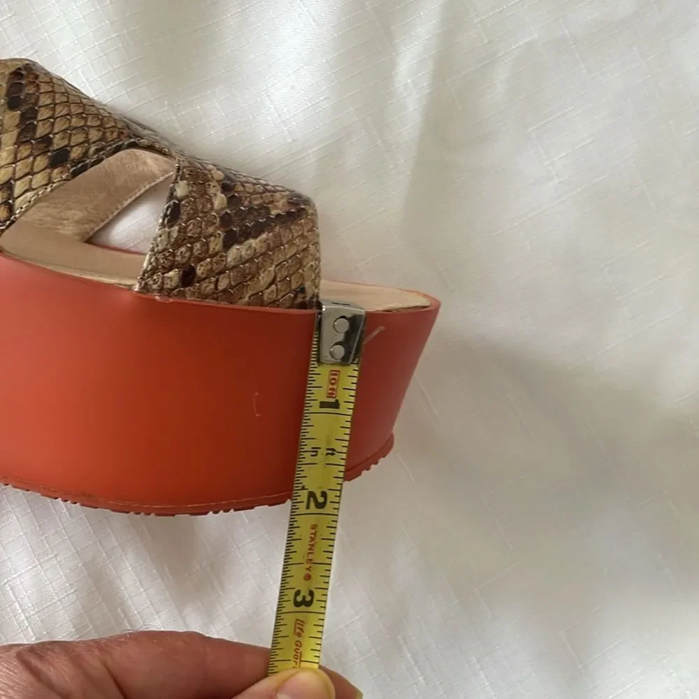 DONNABELLA SNAKESKIN WITH CONTRASTING ORANGE PLATFORM.   NEW